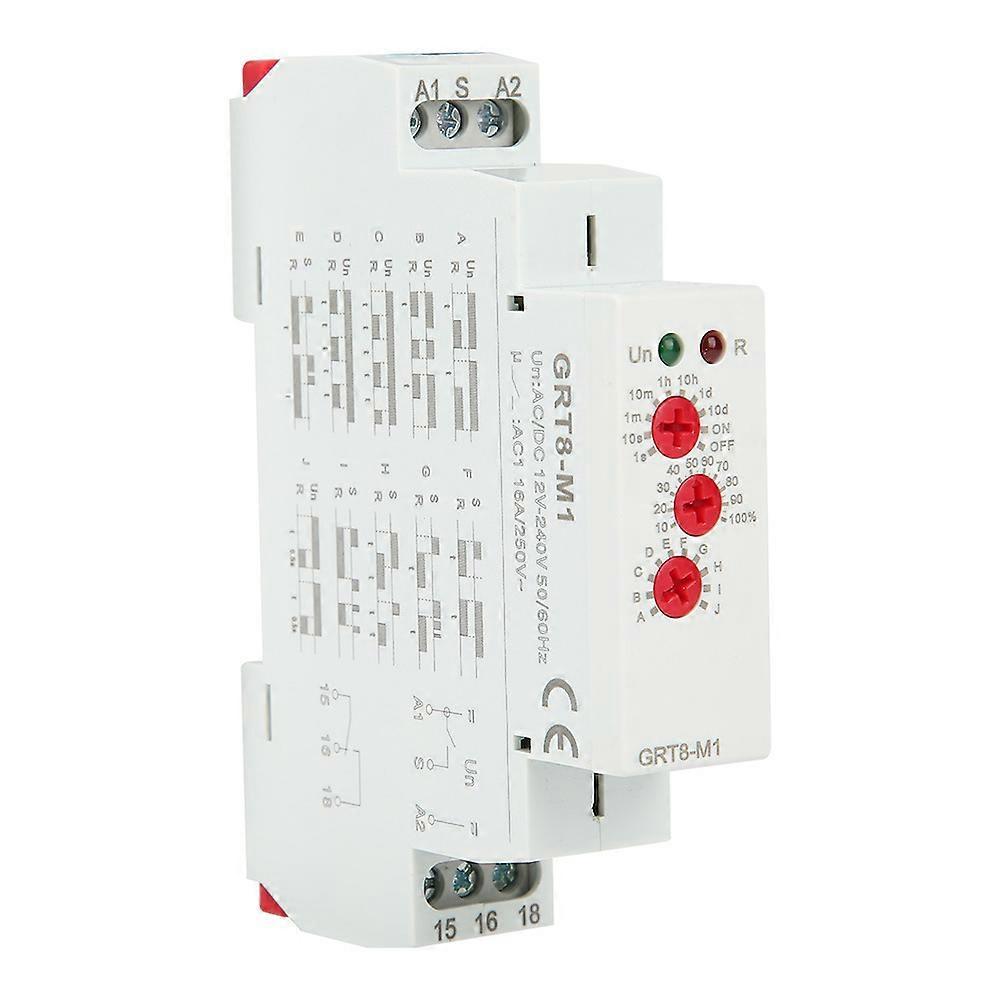 GRT8-M1 Time Delay Relay with 10 Functions 35MM DIN Rail Mount AC/DC 12V~240V 50-60Hz