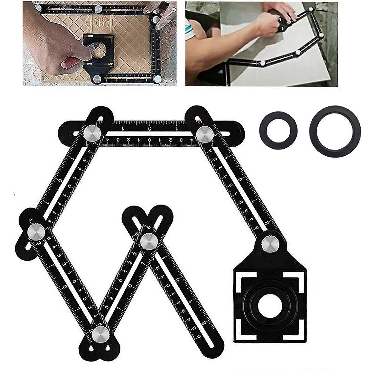 Multi Angle Tool,Multi Angle Measuring Ruler,6-Sided Angle Measurement Tool,Multi Angle Aluminum Alloy Measuring Ruler,Multifunctional Measuring Ruler