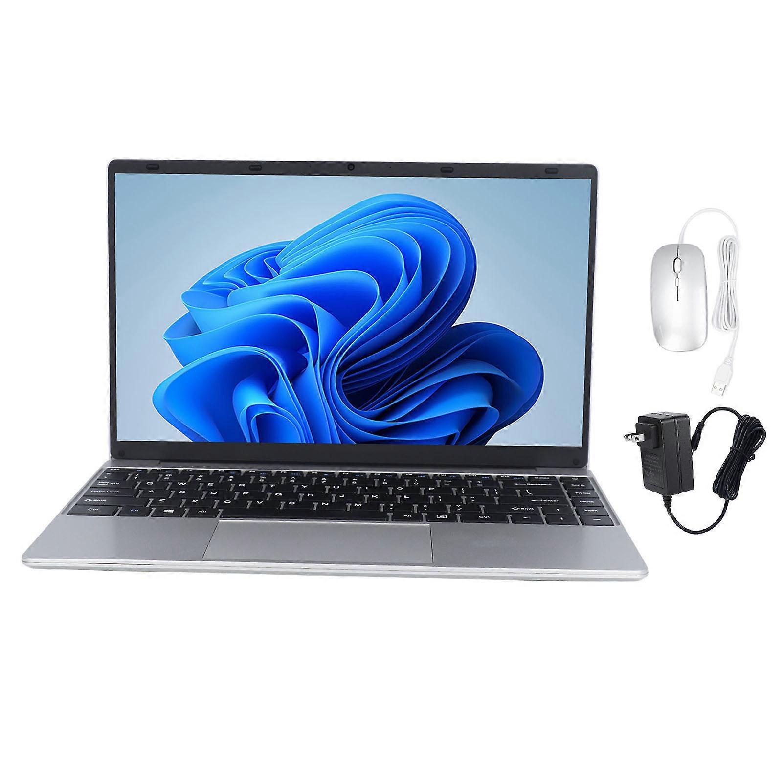 for Win 11 Pro Laptop Computer J4125 Processor 1920x1080 FHD 14.1in Screen Ultra Thin Laptop for Schools Office Working US Plug 100‑240V 8GB+128GB