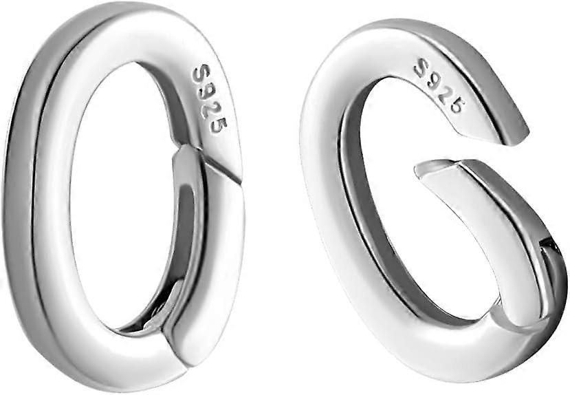 2Pcs Sterling Silver Spring Gate Rings Platinum 13x10x2mm 2pcs/set