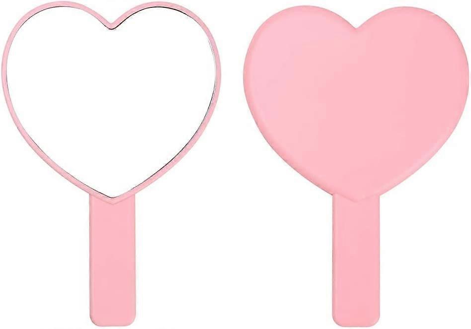 Heart-Shaped Travel Handheld Mirror, Cosmetic Hand Mirror with Handle (Pink, 1Pack)