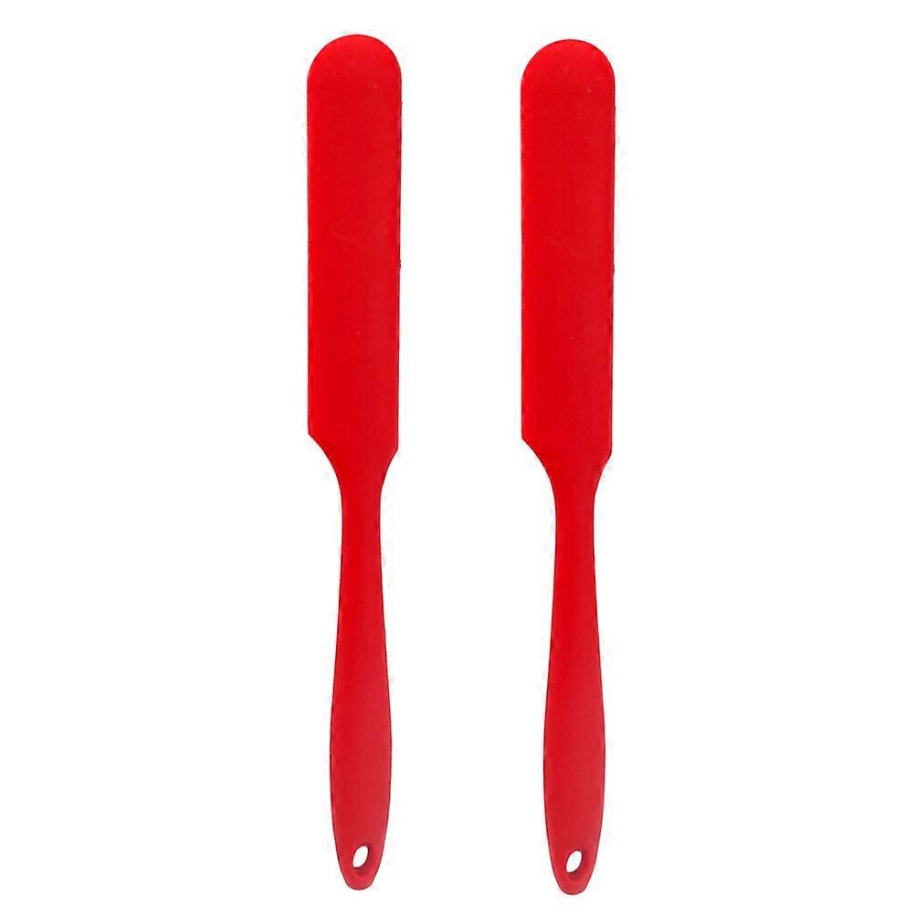 2 pcs Long Handle Silicone Spatula Cake Cream Mixer Baking Dough Scrapers Confectionery Tools Kitchen Accessories (Red)