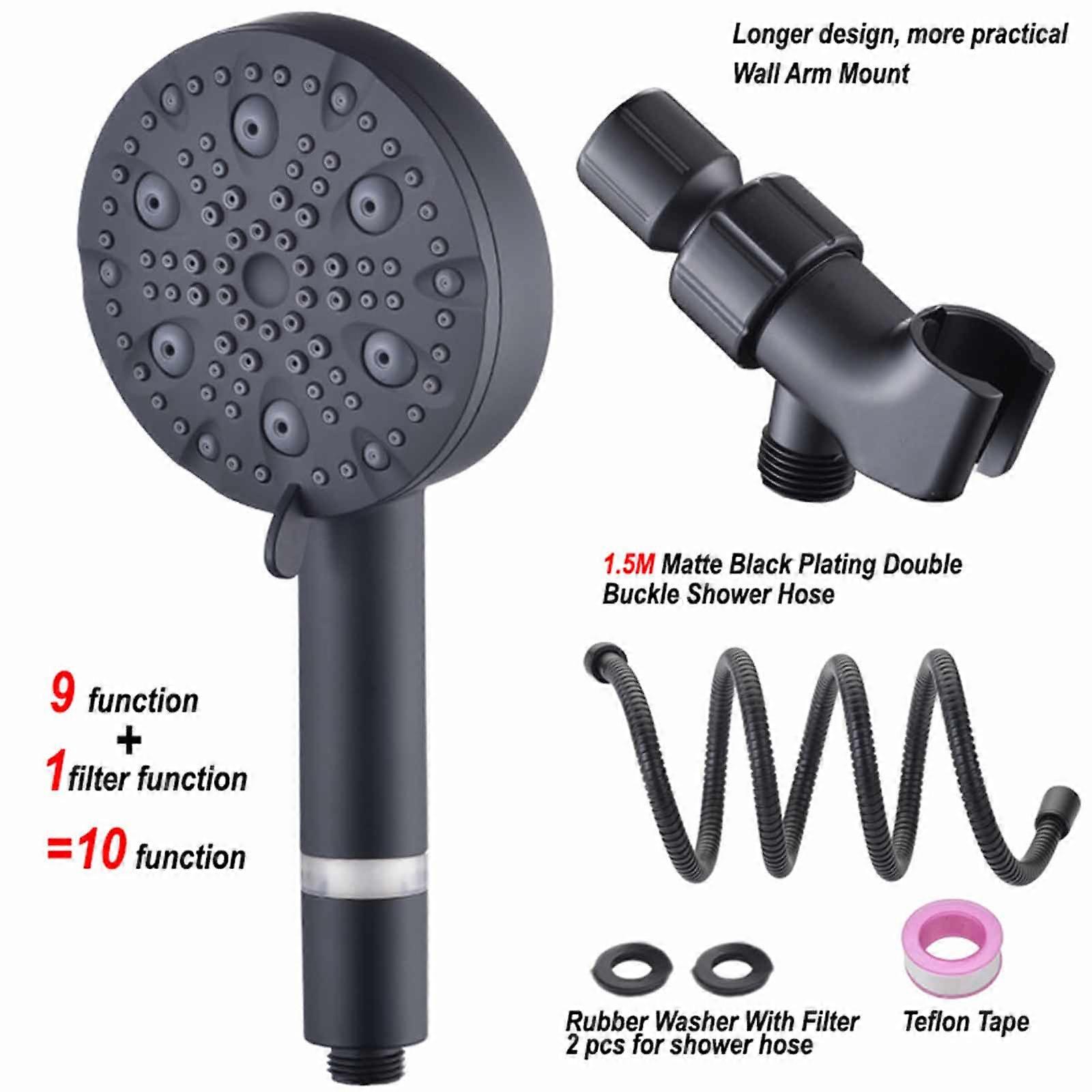 Handheld Shower Head with Filter, High Pressure 10 Functions Showerhead with Hose, Bracket and Water Softener