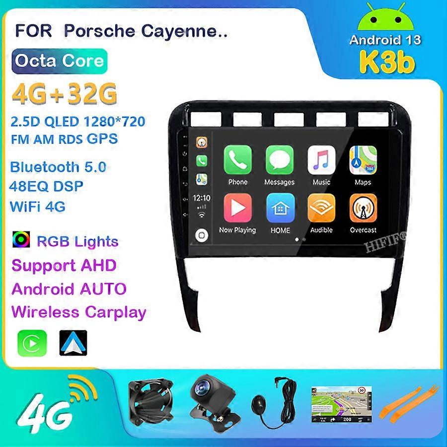 Carplay 2DIN Android 13 Car Radio For Porsche Cayenne 2002-2010 WIFI GPS Navigation FM Bluetooth Car Multimedia Player Head Unit