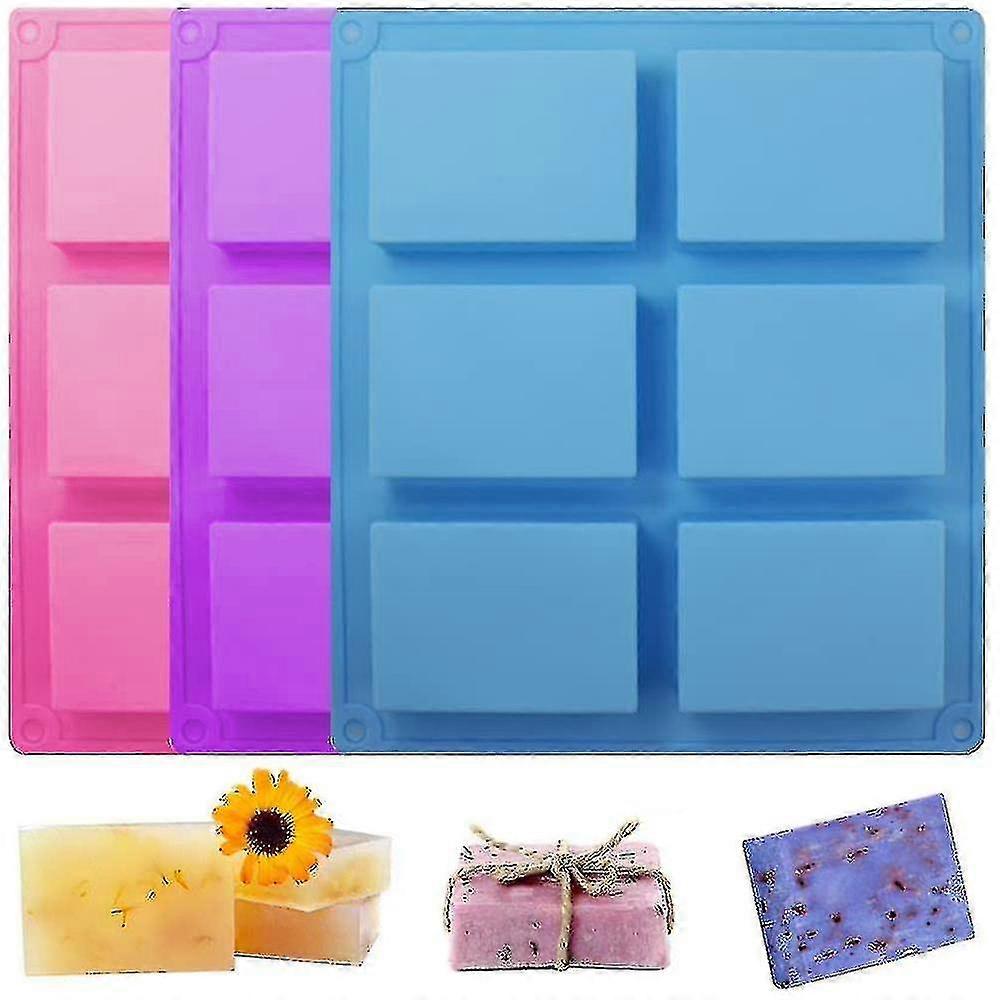 3pcs Silicone Soap Molds 6-cavity Silicone Mold Rectangular Soap Mold