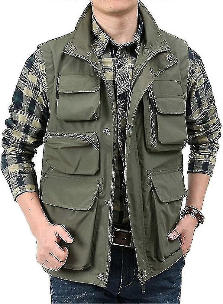 Herr Ytterkläder Västar Ledigt Utomhusarbete Safari Fiskeväst Lätt Resa Foto Cargo Vest Jacka11
