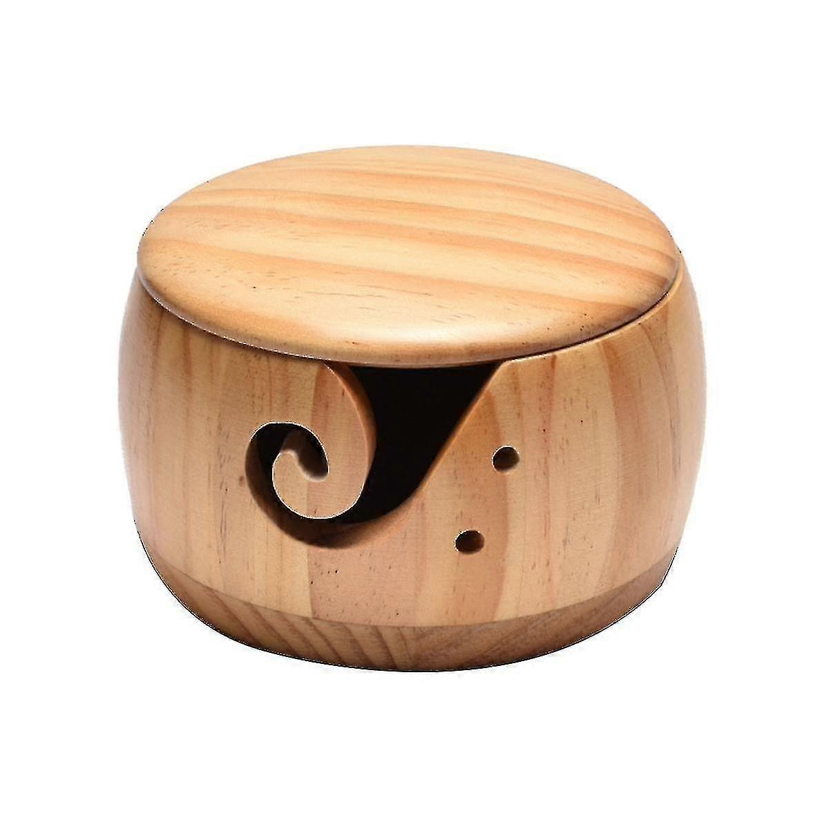 Wooden Yarn Bowl,yarn Bowls With Lid For Knitting Crochet Yarn Ball Holder Handmade Yarn Storage Bo