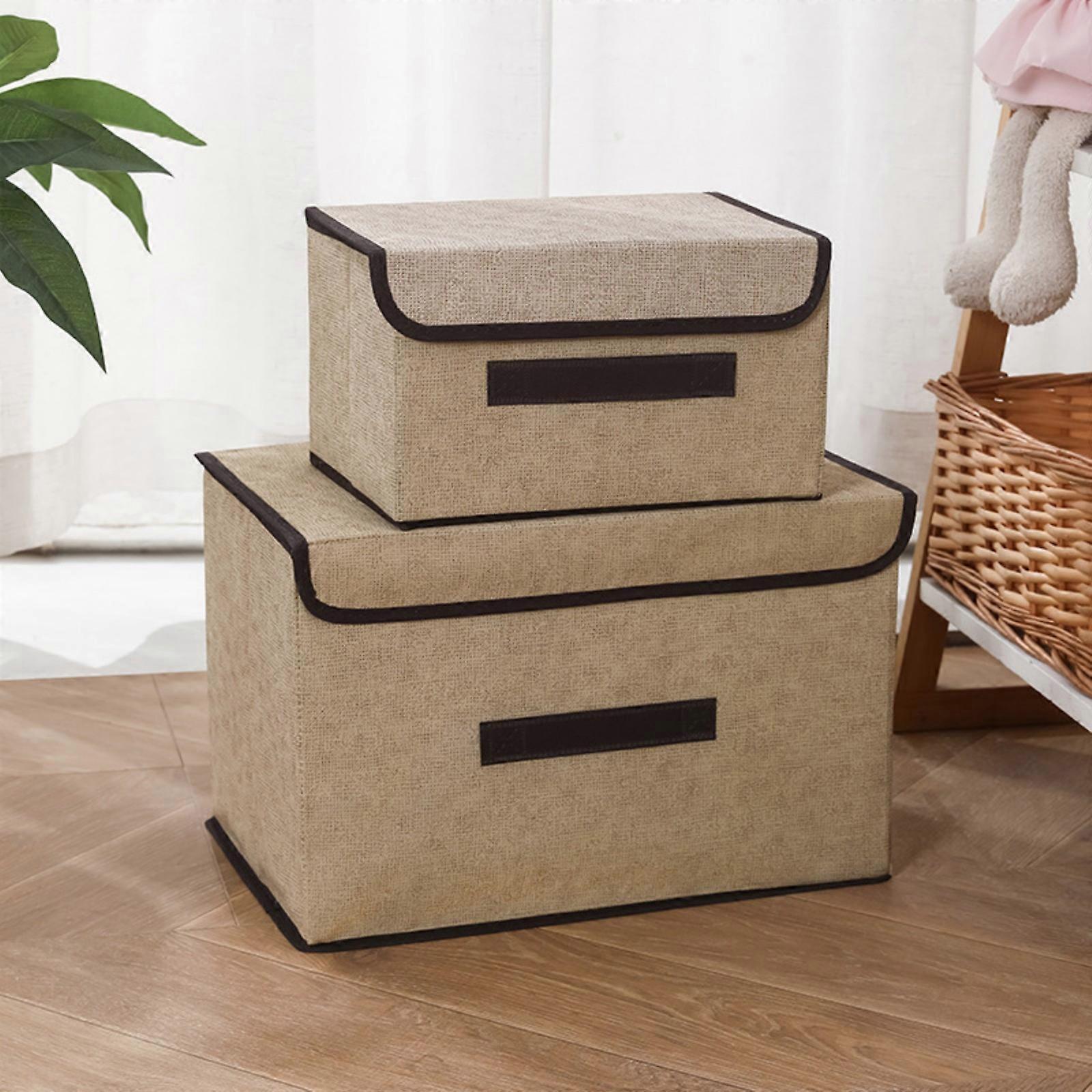 Storage Boxes 2-pack Large And Small Flip Storage Boxes Foldable Wardrobe Storage Boxes Fabric Storage Boxes With Handles For Organizing Clothes Beddi