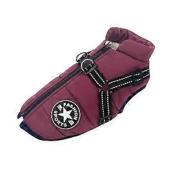 Warm Waterproof Jacket With Harness For Pet Dog Winter Comfy Cotton Apparel Padded Vest For