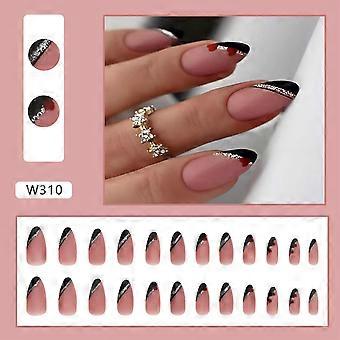De zwarte Modellen van de de Nagelslijm van de Hypotenusa Franse Valse Nagels, Duurzame Volledige Dekking Middelgrote Valse Nagelslijm