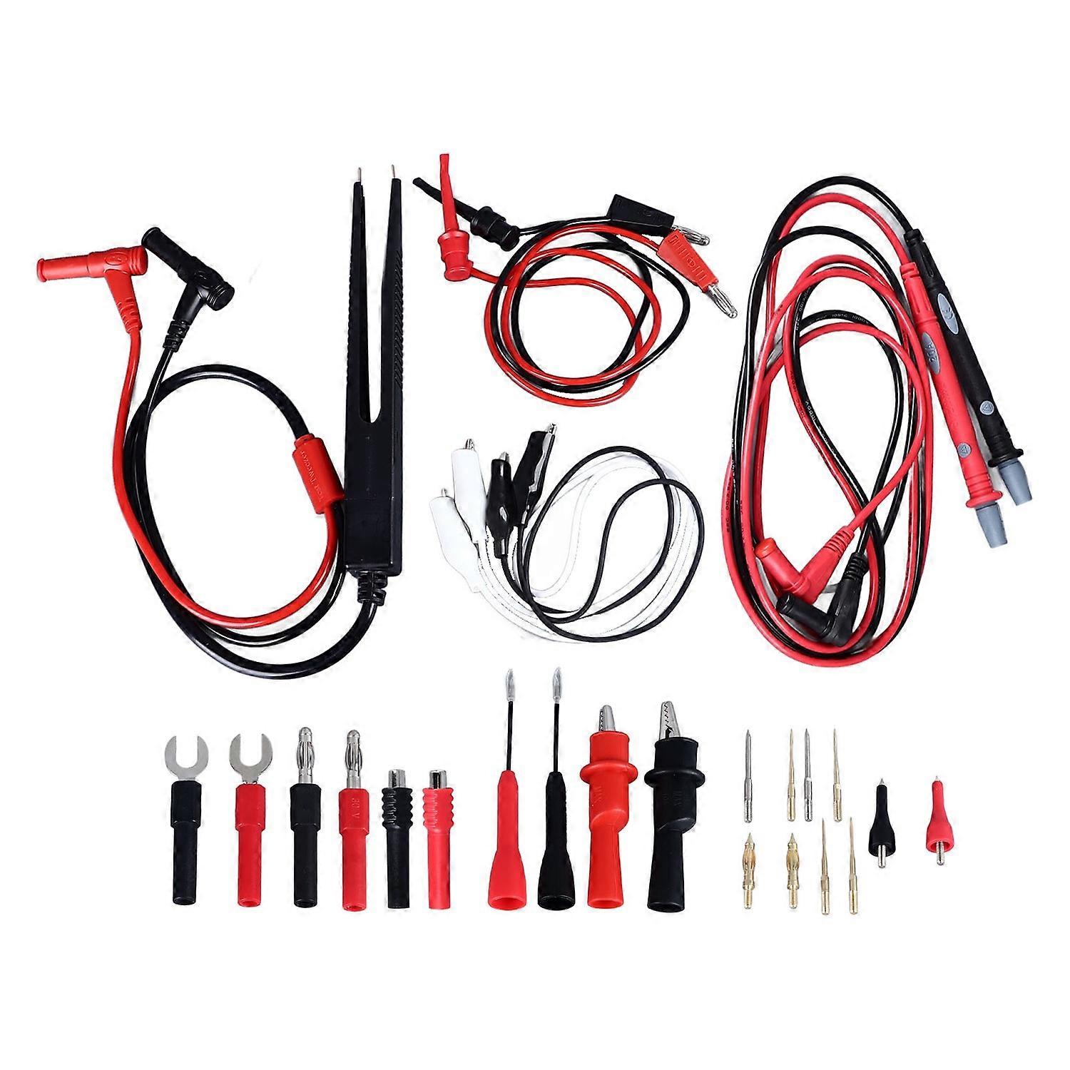 27Pcs Multimeter Test Set Electrical Hook Probes Multifunctional Replaceable Kit 10A with 1mm 2mm 4m