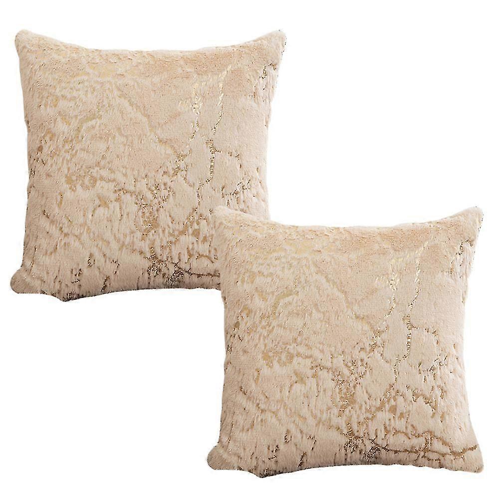 2pcs Living Room Plush Pillowcase Double-sided Gilded Bedroom Sofa Pillowcase