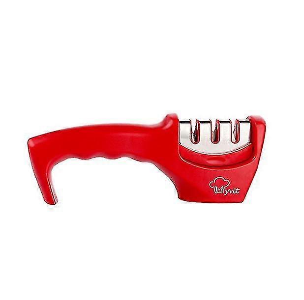 Knife Sharpener For Straight And Serrated Knives 3-stage Knife Sharpening Tool (1 Piece, Red)