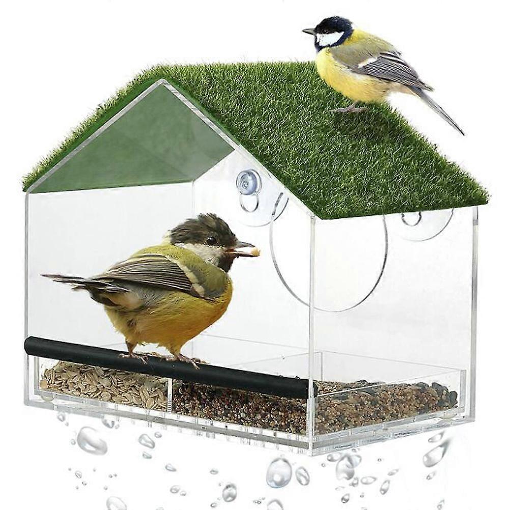 Window Bird Feeder with Turf Suction Cups and Removable Seed Tray Window Bird House Feeder Transparent Acrylic Pet Feeder
