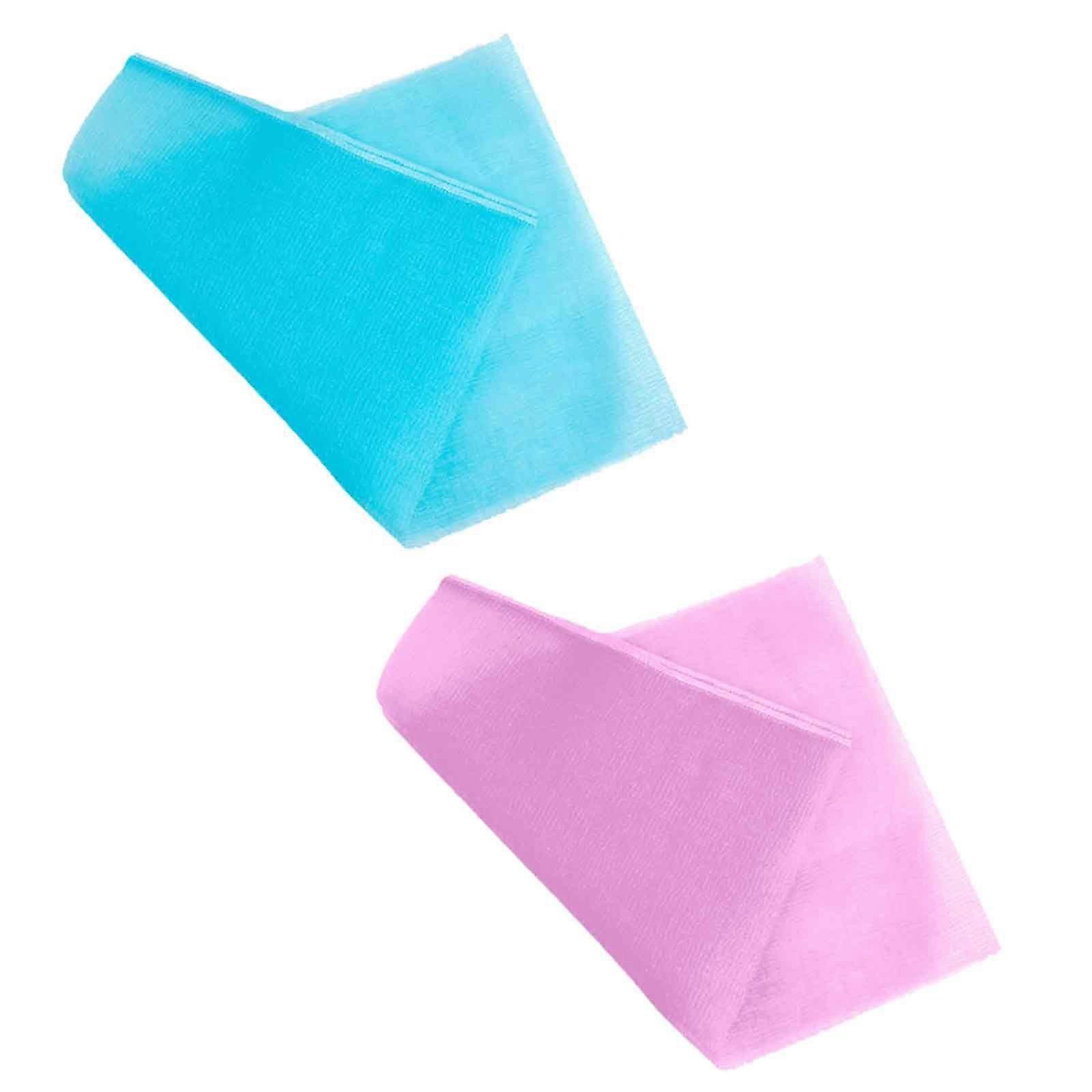 2pcs Nylon Long Strip Bath Wipes - Blue+Pink