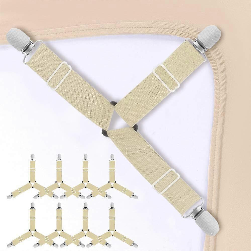 Héloise 8 Pieces Adjustable Bed Sheet Straps Triangle Elastic Bed Sheet Straps