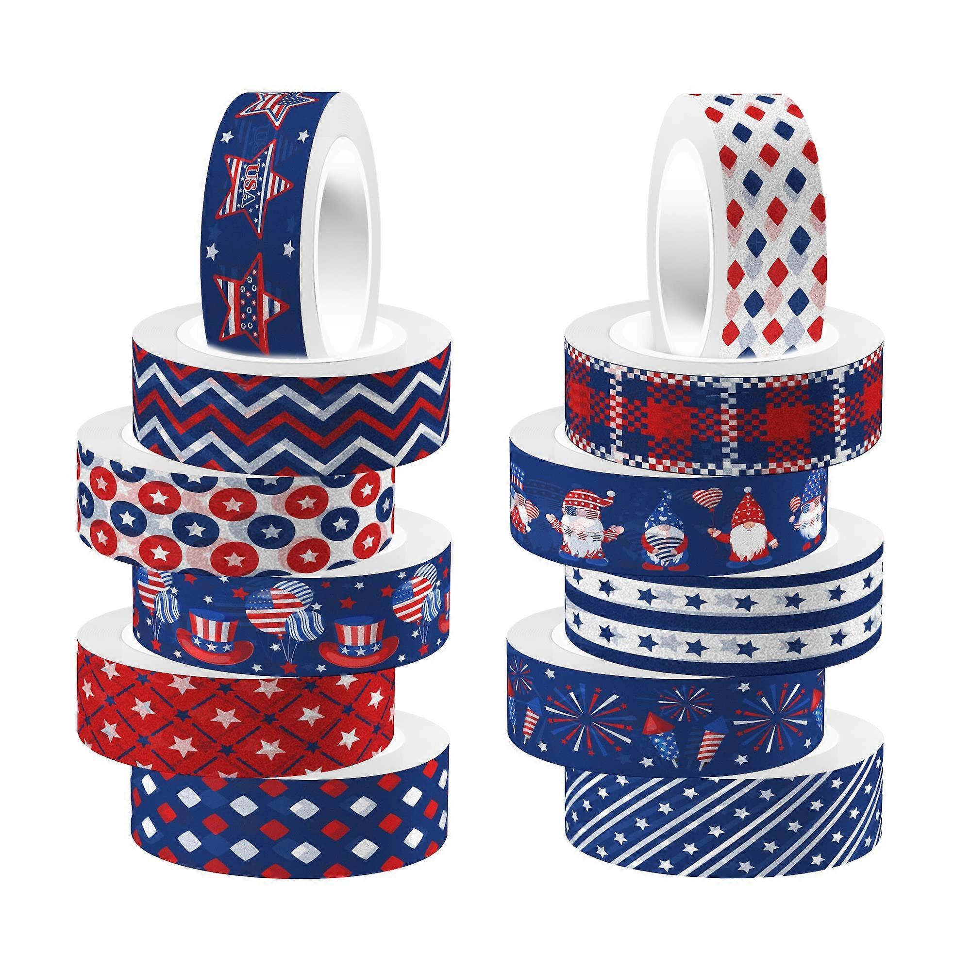 12 Rolls Independence Day Washi Tape Set for DIY and Gifts