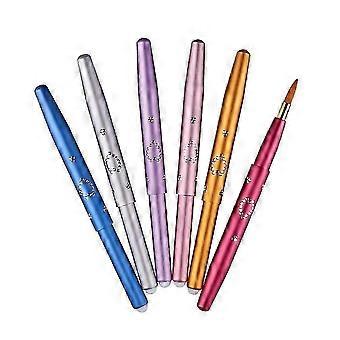 6 Pack Retractable Lip Brush With Cap Travel For Lipstick Gloss Applicator, Made With Vegan Synthetic Bristles