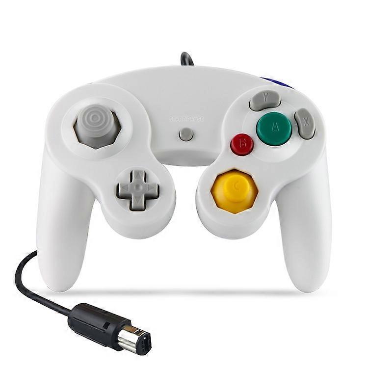 2 PCS Single Point Vibrating Controller Wired Game Controller For Nintendo NGC / Wii, Product color: White