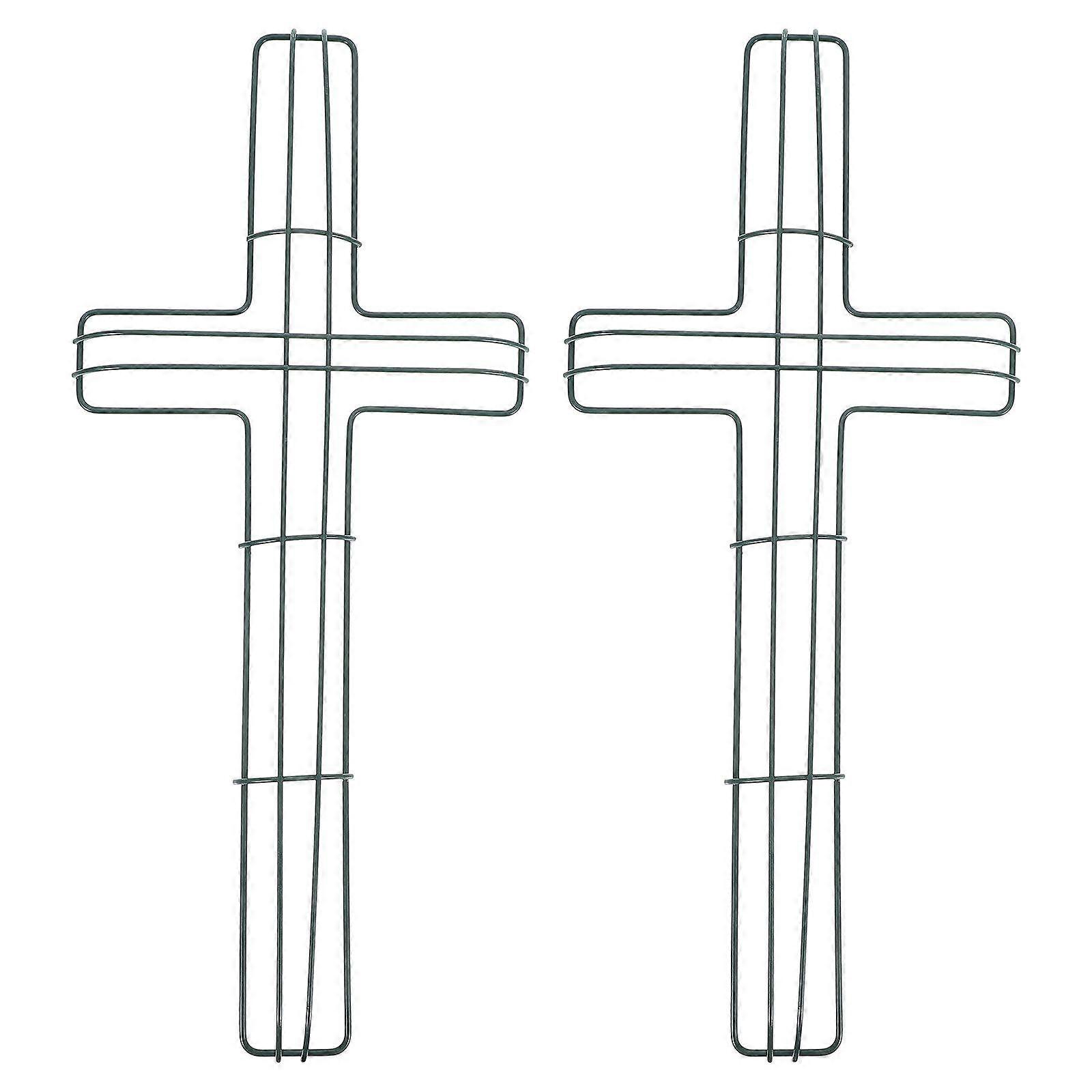 2Pcs Easter Iron Wreath Frames Cross Shaped Garland Frame Wreath Making Supplies