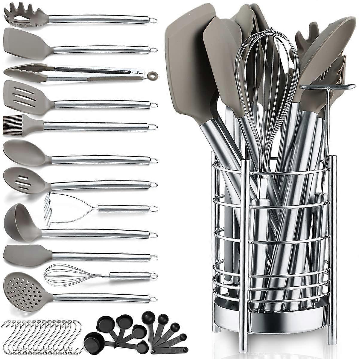 38-Piece Silicone Kitchenware Set with Sturdy Utensils, Heat-Resistant Tools, Easy Grip Handles, and BPA-Free Material