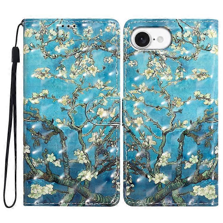 Compatible For iPhone 16e Case PU Leather Wallet Phone Cover 3D Pattern Printing