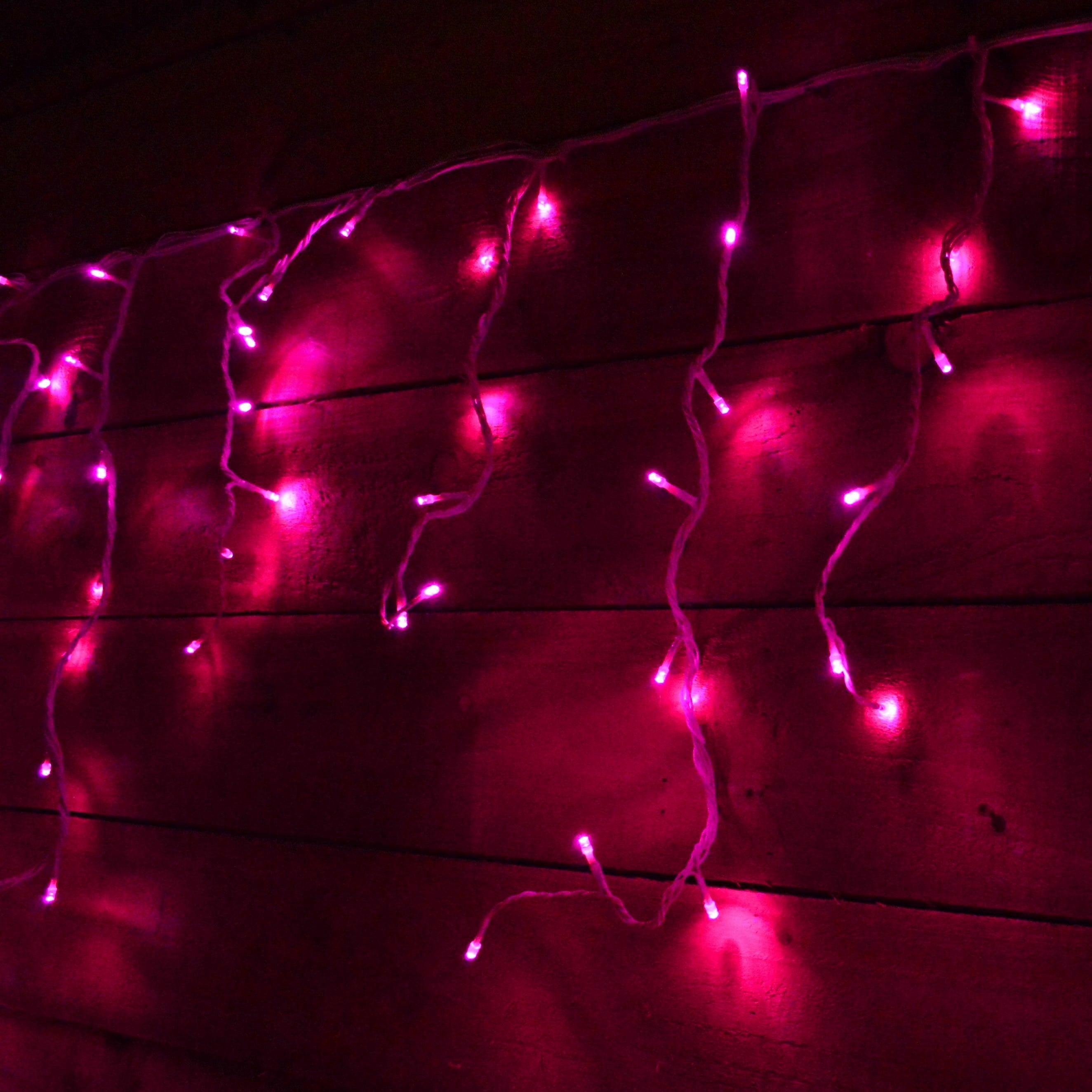 960 (23.8M) Super Bright Pink Led Snowing Icicle Lights With Multi Control