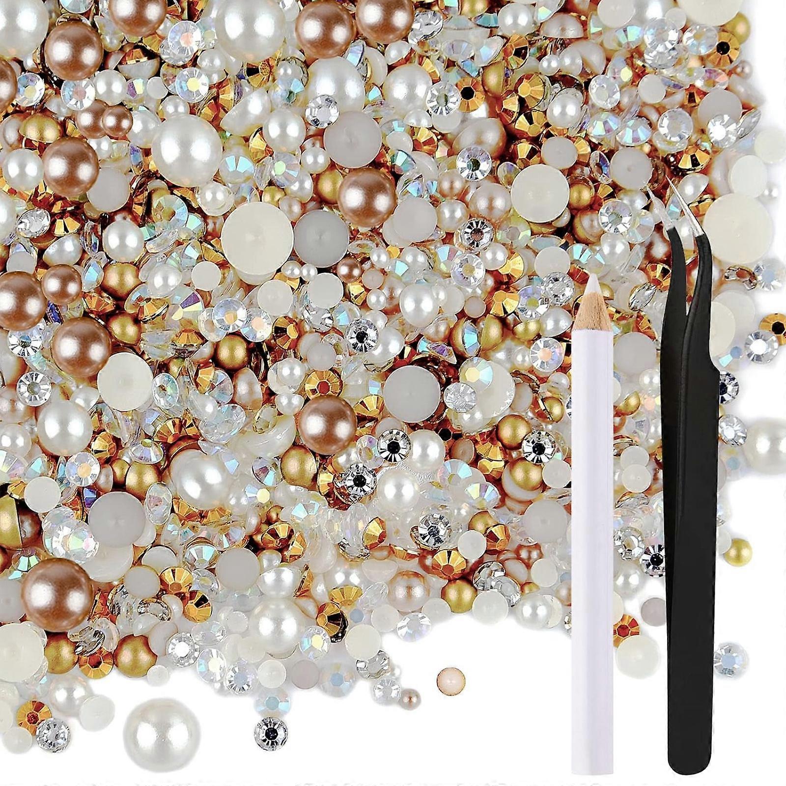 About 50g DIY Half Round Pearl Nail Drill with Tools