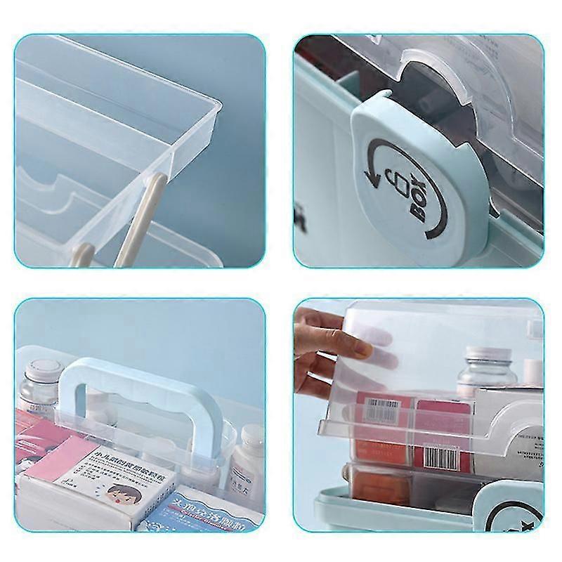 3/2 Layer Portable First Aid Kit Storage Box Plastic Multi-Functional Family Emergency Kit Box with
