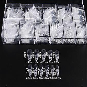 Crystal Glass Effect Fake Nails Ballerina Nails Tip Full Cover False Nail Artificial Nails for Nail Salons DIY Nail Art