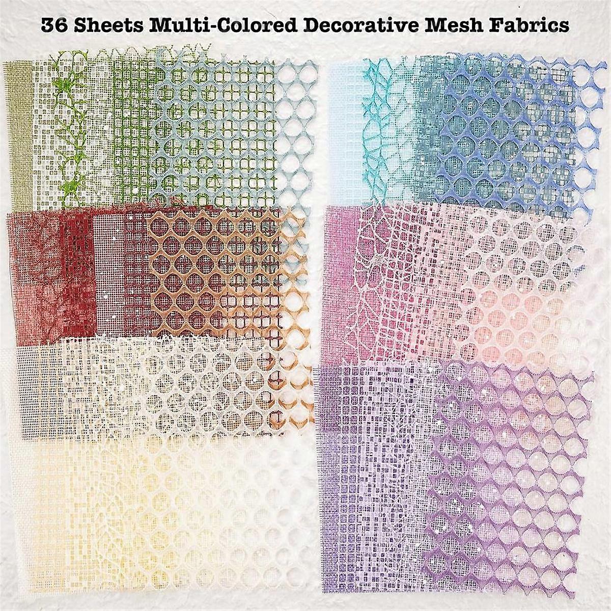 90 Sheets Scrapbook Paper And Decorative Mesh Fabric Assorted Set B