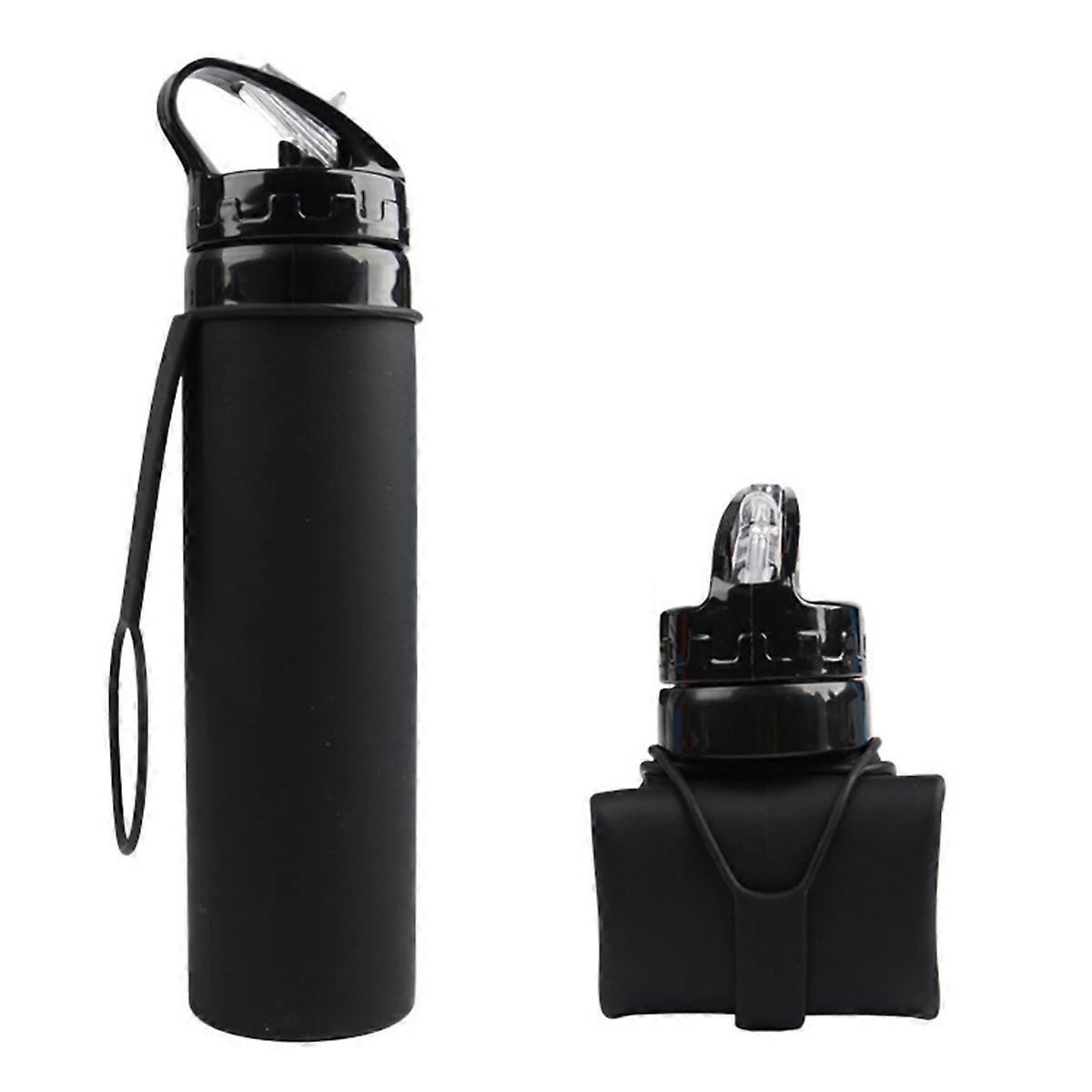 Black Folding silicone 600ml water bottle cycling water cup
