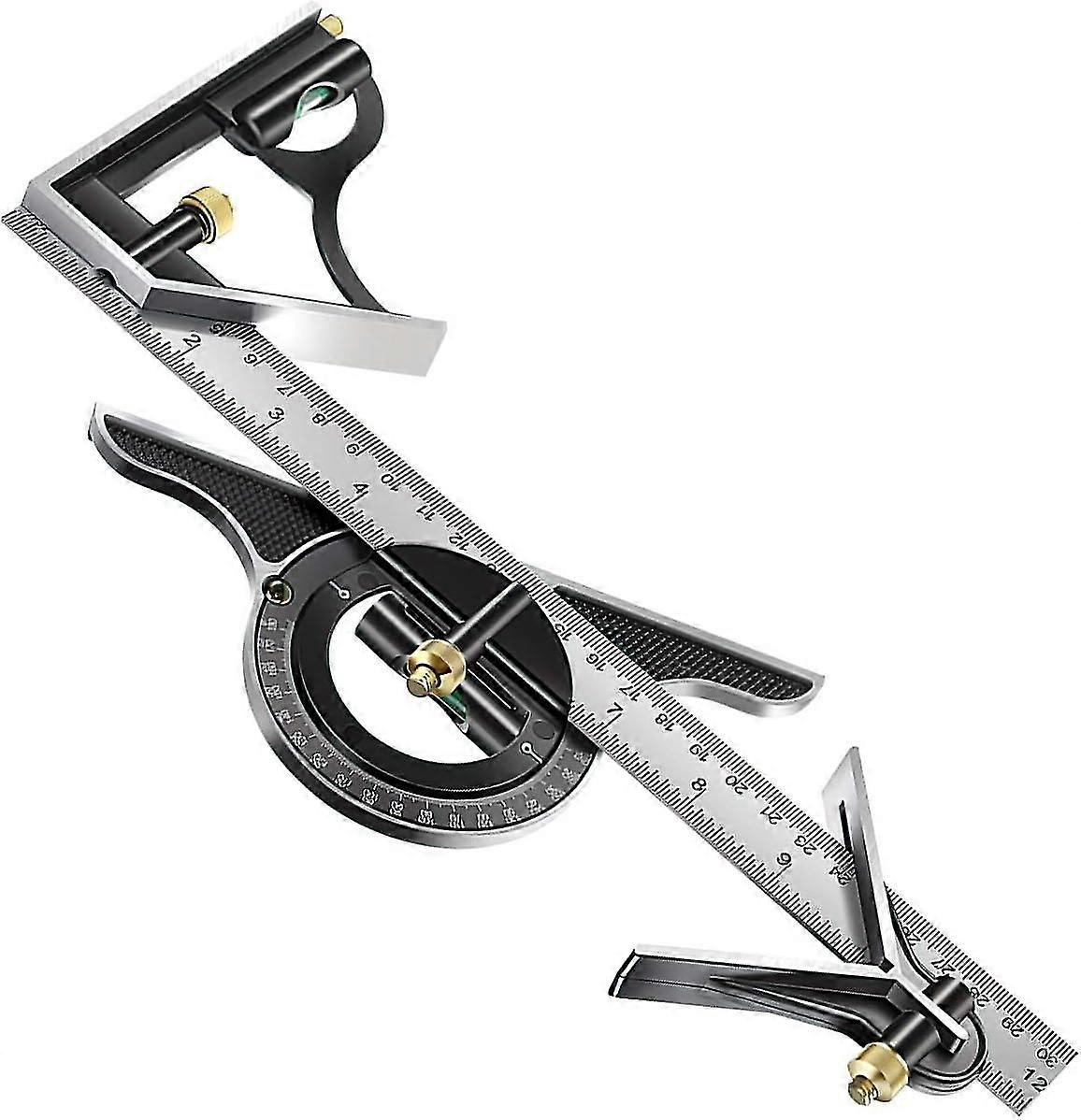 300MM Combination Square Ruler Carpenter Multifunctional Metal Square Adjustable Angle Carpenter Tool
