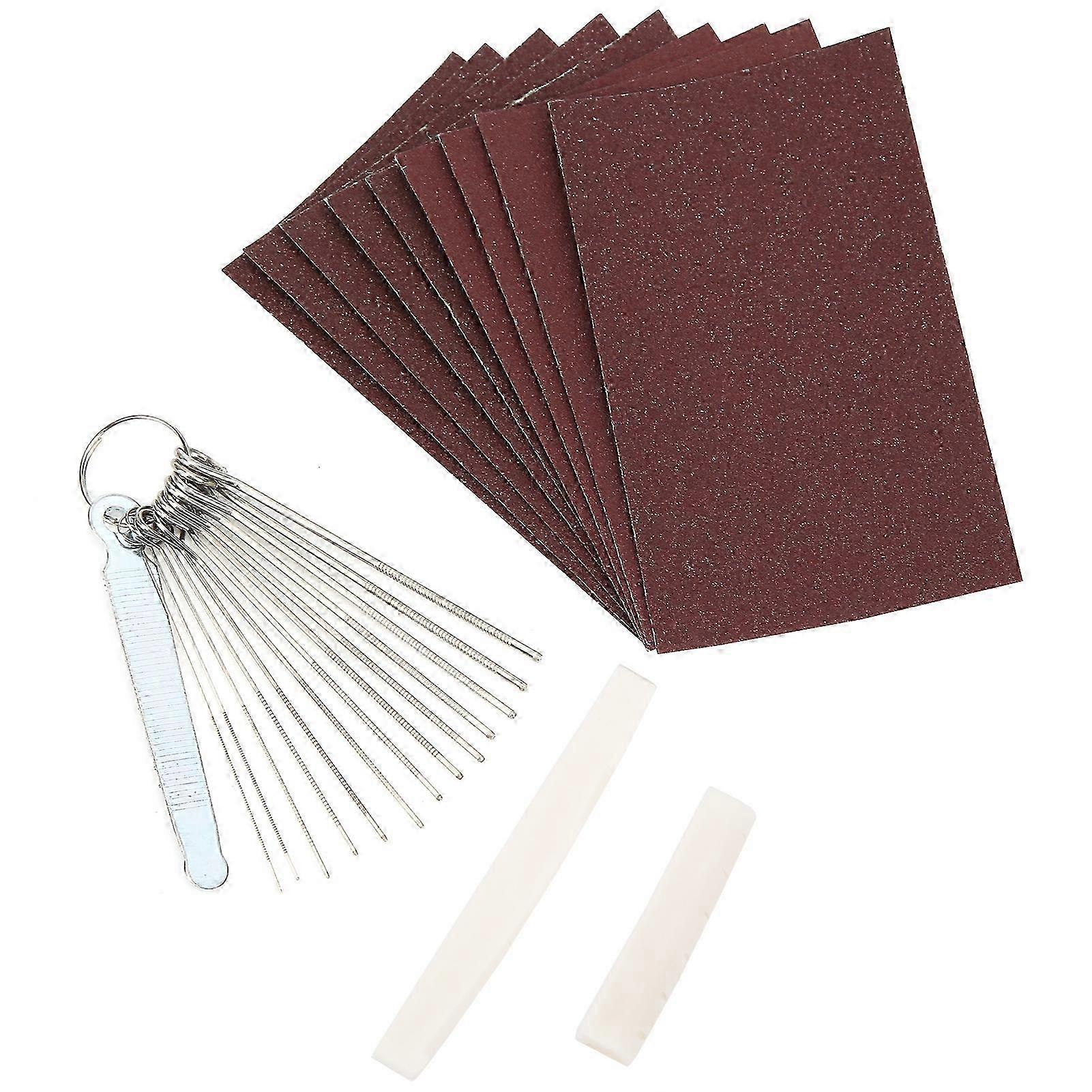 Akustisk Gitarr Filar Set Stall Sadel Sadel Sandpapper för Bas Ukulele Slot Polish