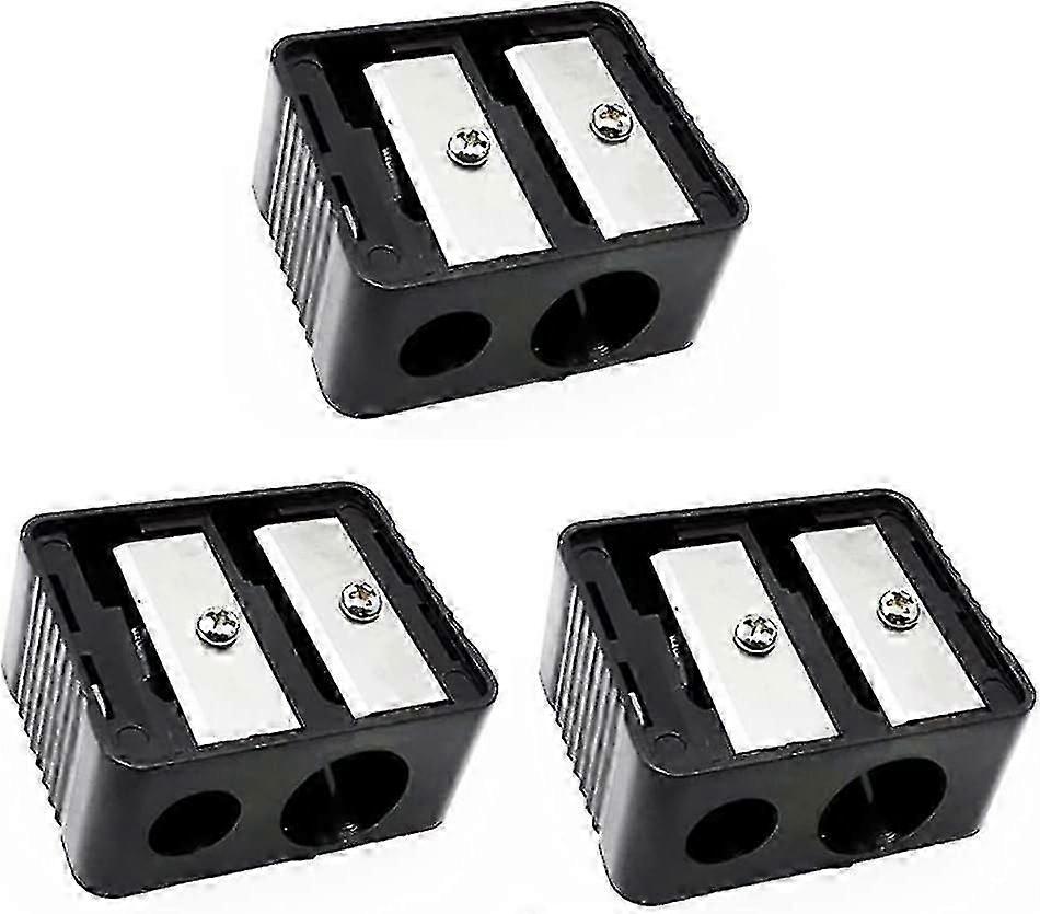 3 Pcs Eyebrow Pencil Sharpener Double Hole Plastic Pencil Sharpener Cosmetic Pencil Manual Portable Pencil Sharpener