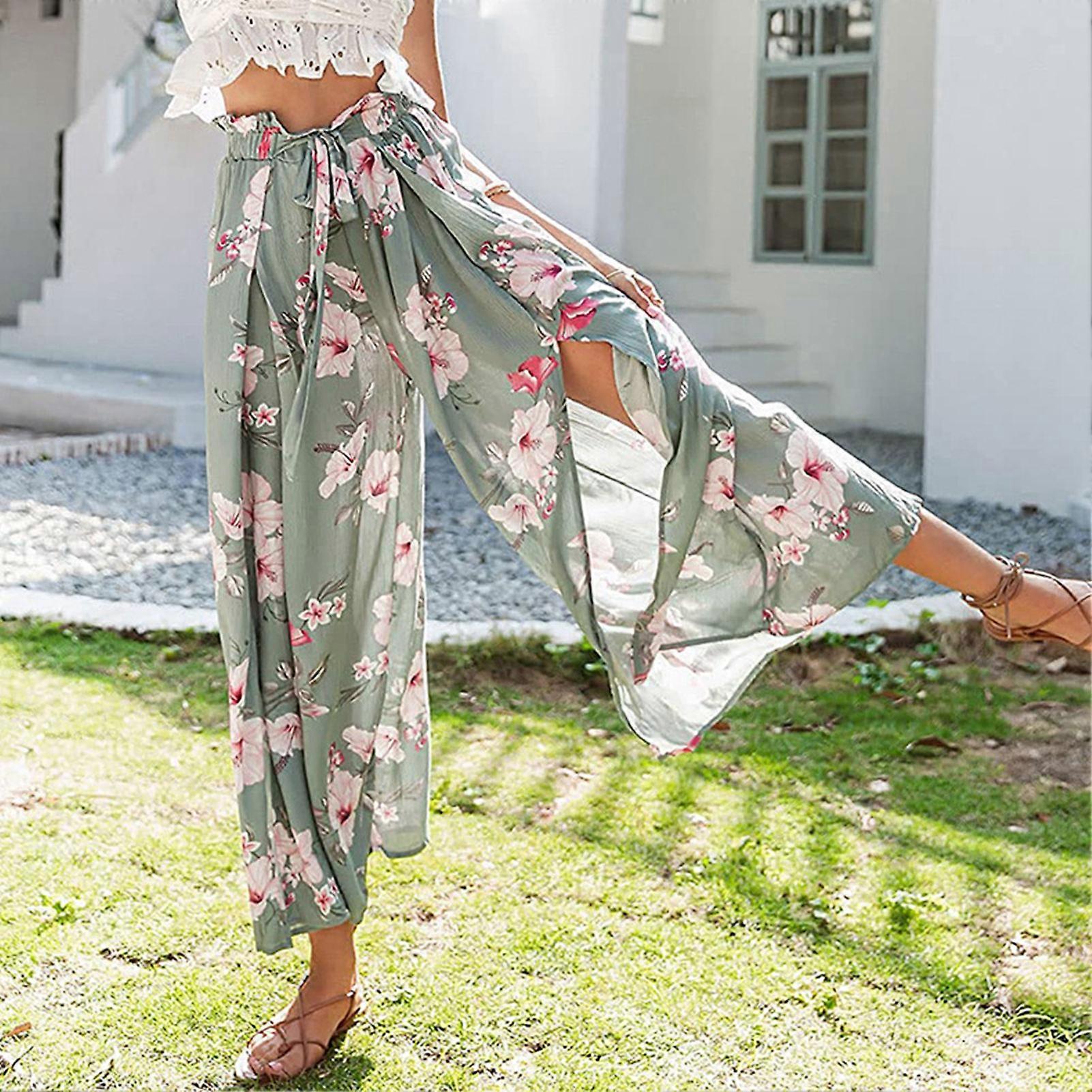 Women's High Waisted Loose Tie Front Wide Leg Pants