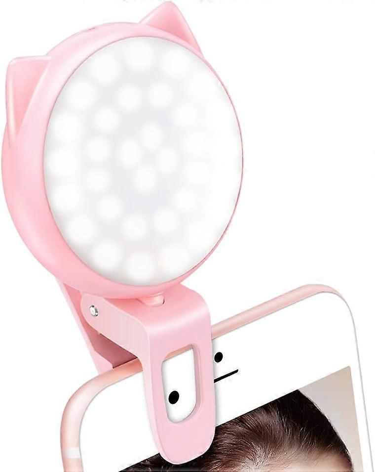 Selfie Ring Light for iPhone, Camera Mini Clip-on Fill Light, Video, Rechargeable 9-Level Adjustable Brightness Ring Light