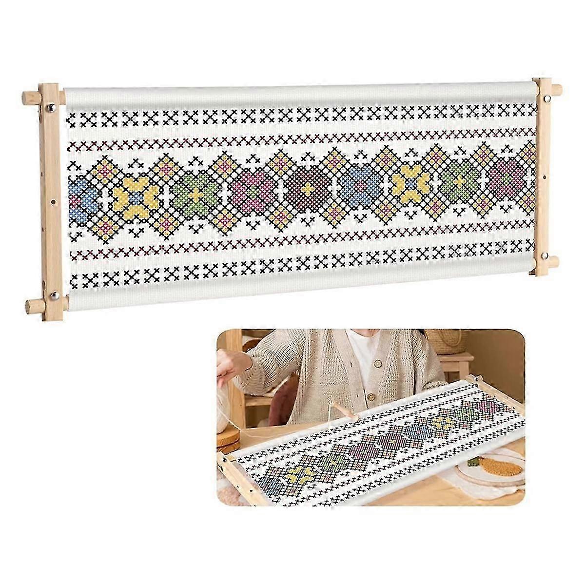 32.8 x 12 אינץ 'מסגרת Crossstitch, רקמה לגלול עץ מחט מסגרת, מעמד מחטים, צורך