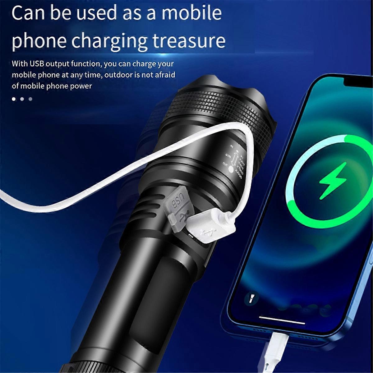 Led Flashlight P70 Torch Powerful Zoom Telescopic Flashlight