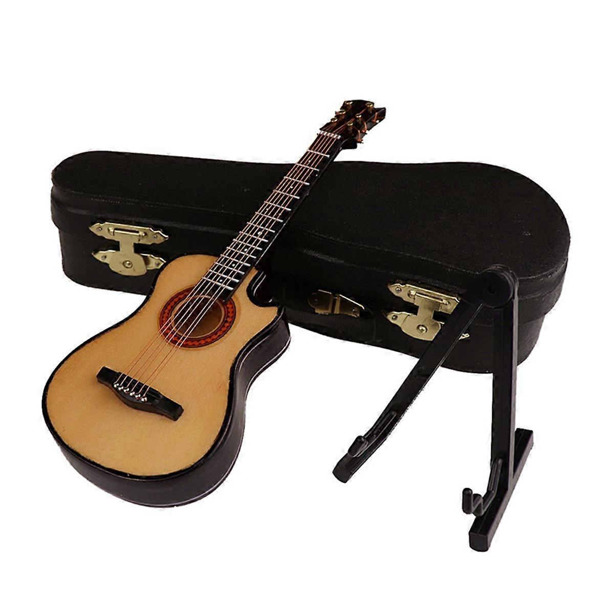 B-Wooden Miniature Guitar with Stand and Case