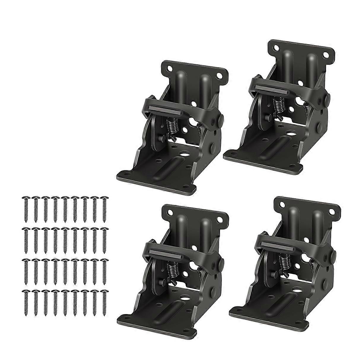 4 Pack Folding Brackets, Self-Lock Hinge with Screws for Legs, Lock Extension Support Bracket Bed Legs