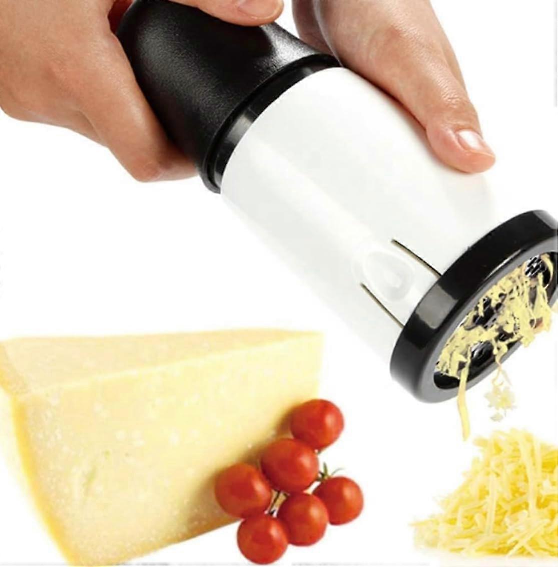 Premium cheese grated and shredding - stainless steel kitchen tool for effortless cheese grating. Easy and rotating., Middle, black/white