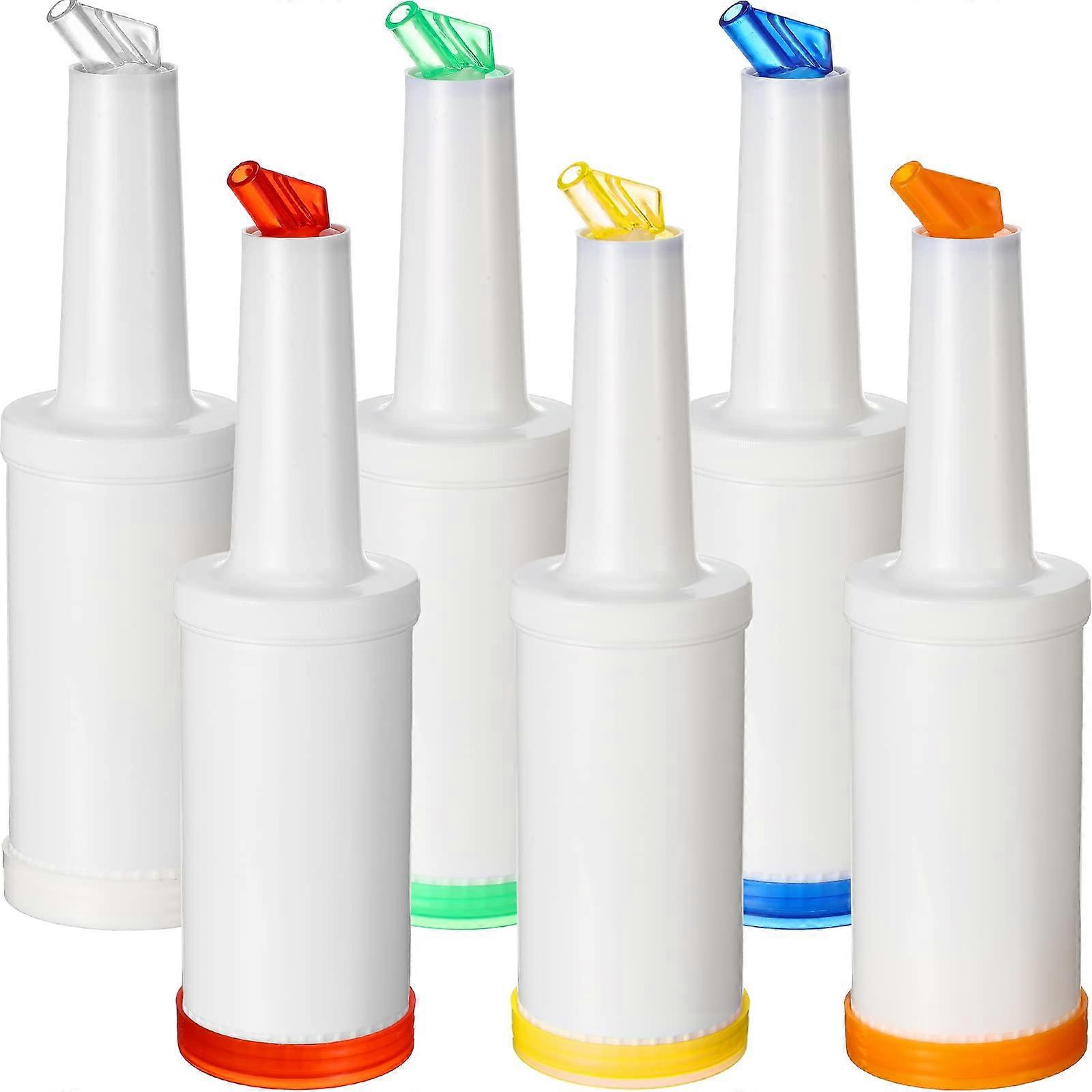 6 Pcs Bar Pour Colorful Juice Pouring Bottle Containers 34 Oz Plastic Barware Set For Home And Party