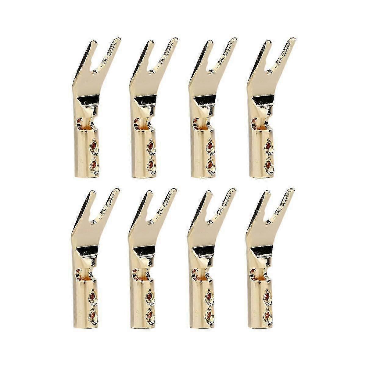 8 τεμάχια HIFI Banana Y Spade Y επιχρυσωμένο καθαρό χαλκό με βίδα, πιρούνι, ηχείο HiFi Spade, βύσματα σύνδεσης Plugs-Co