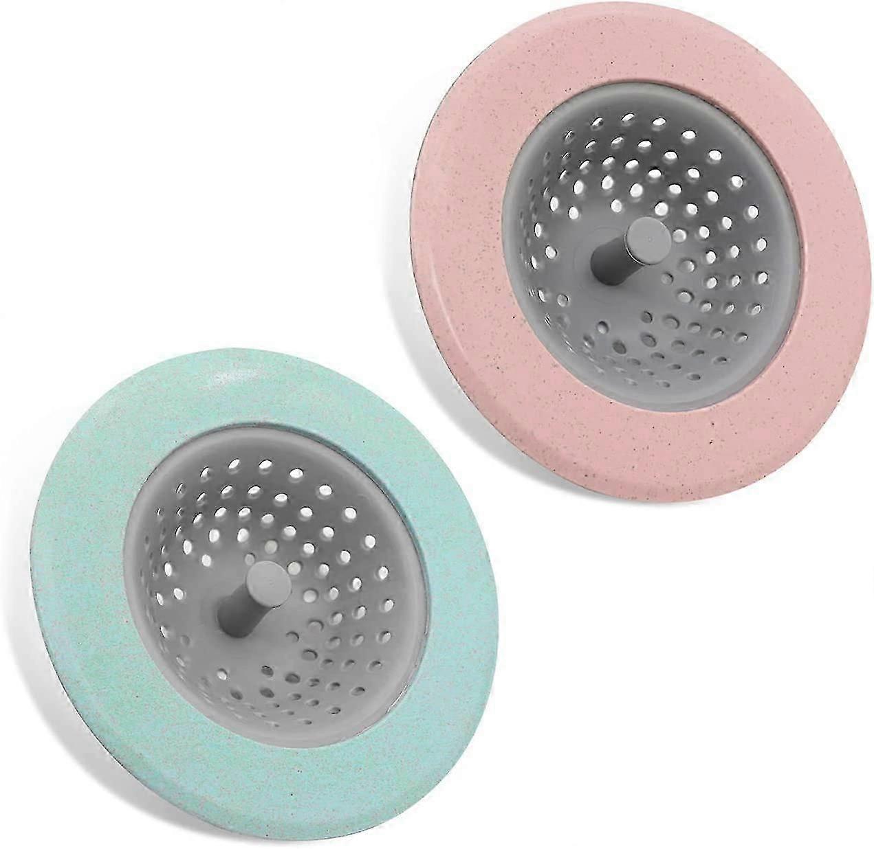 Abflusssieb für die Küchenspüle, 2er-Pack, Silikon-Lebensmittelsieb und Abflusskorb (Rosa und Grün)