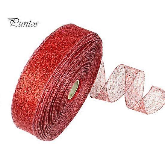 1 Roll 2Mx5CM Christmas Ribbon Solid Color Sheer Glitter Wired Gift Packing DIY Craft Xmas Tree Decoration Wreath Bowknot Making Ribbon Party Supplies