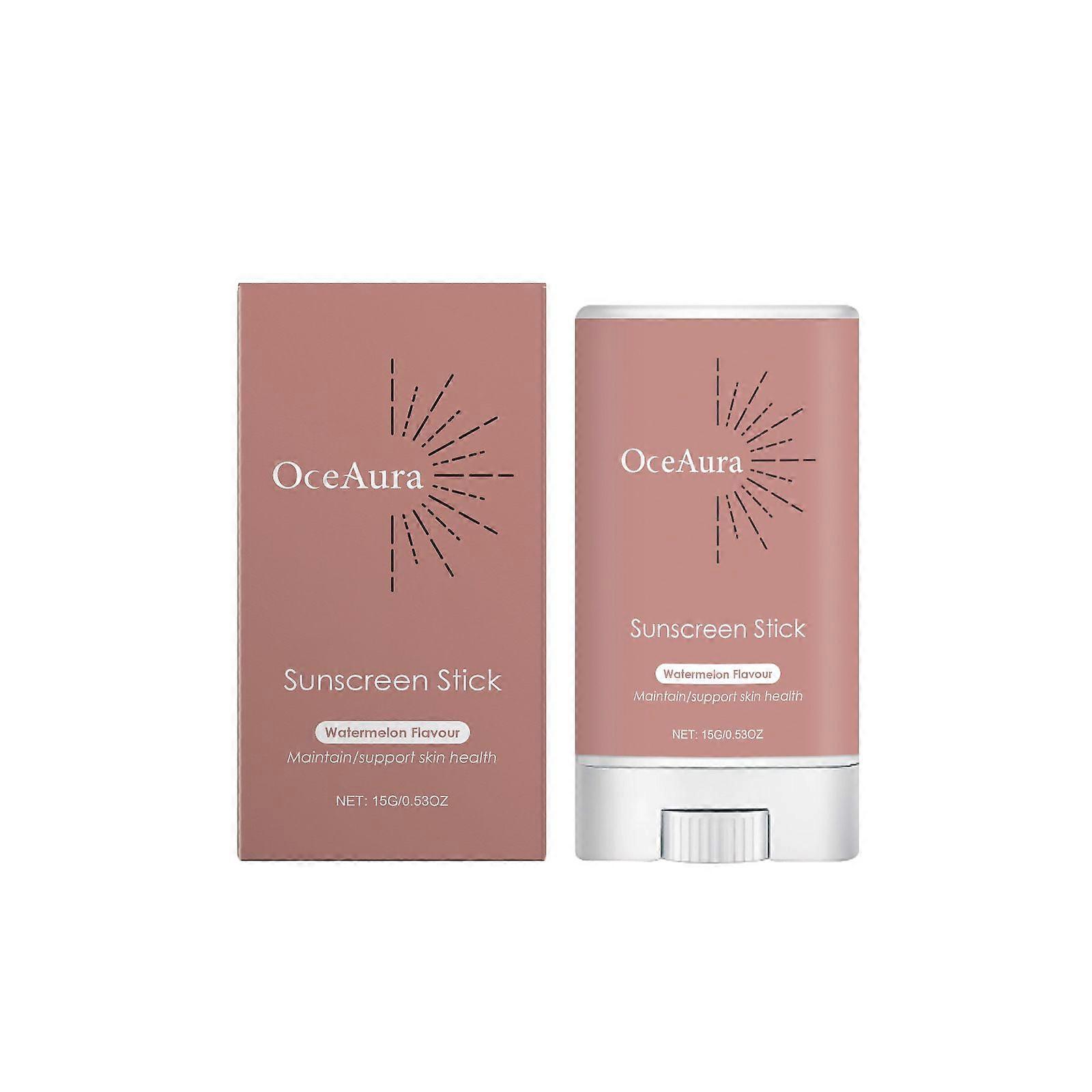 Mineral Sunscreen Stick, Sunblock Stick, Watermelon Flavour Sun Cream Stick for Face & Body, Moisturising Sun Stick, Non-Greasy Sun Protection 15g