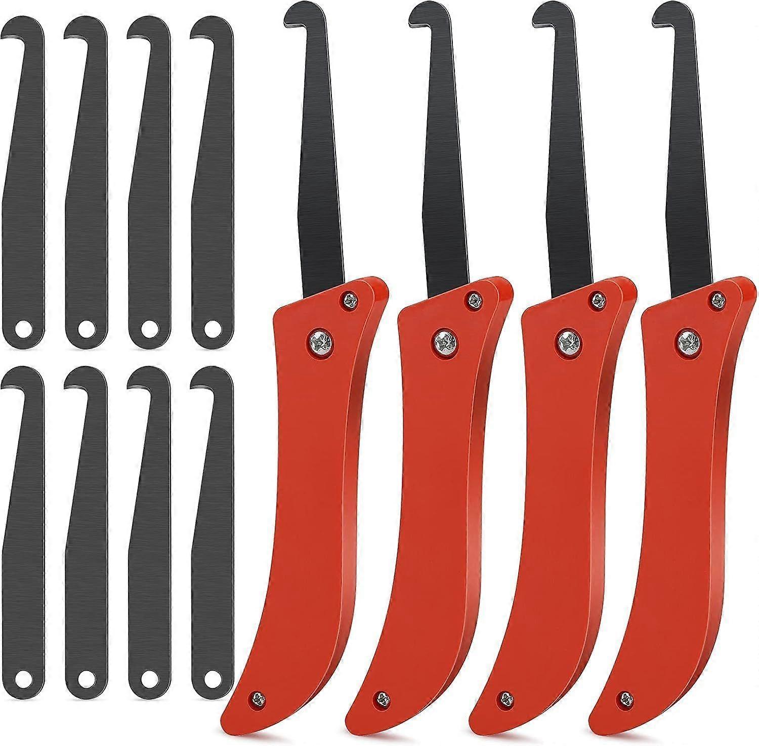 Grout Removal Tools Foldable Caulking Tool Caulking Knife Grout Cleaner Tools 4 Pieces with 8 Replacement Blades for Grout Removal