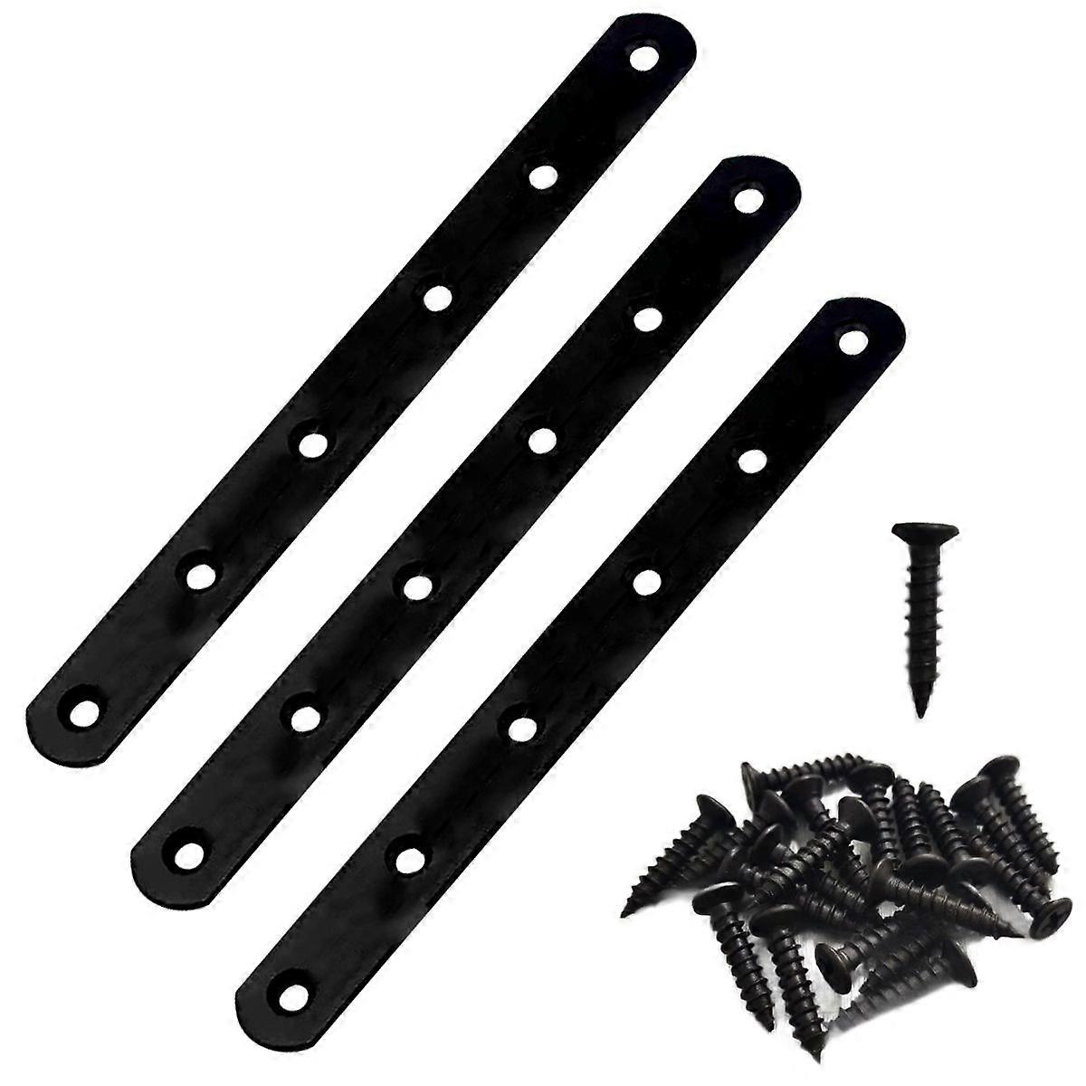 3pcs flat straight support bracket - matte black
