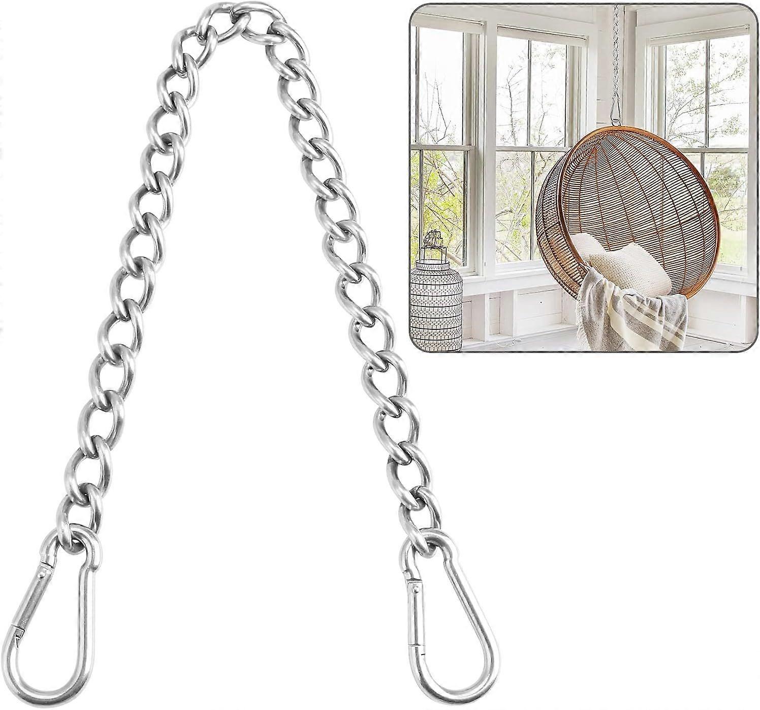 שרשרת עם שני קרבינים, קיבולת 400 ק"ג, שרשרת תלייה מפלדת אל-חלד עמידה, שרשרת הארכה - יחידה אחת